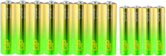 8 סוללות Aa ו 4 סוללות Aaa לא נטענות דגם Ultra Alkaline של חברת Gp